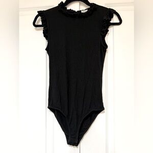 Ruffle Bodysuit sz S rayon/ spandex like new